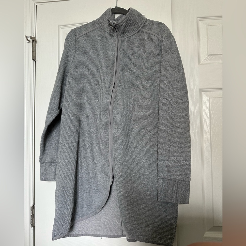 Athletic Works Light Gray Full-Zip Knit Jacket